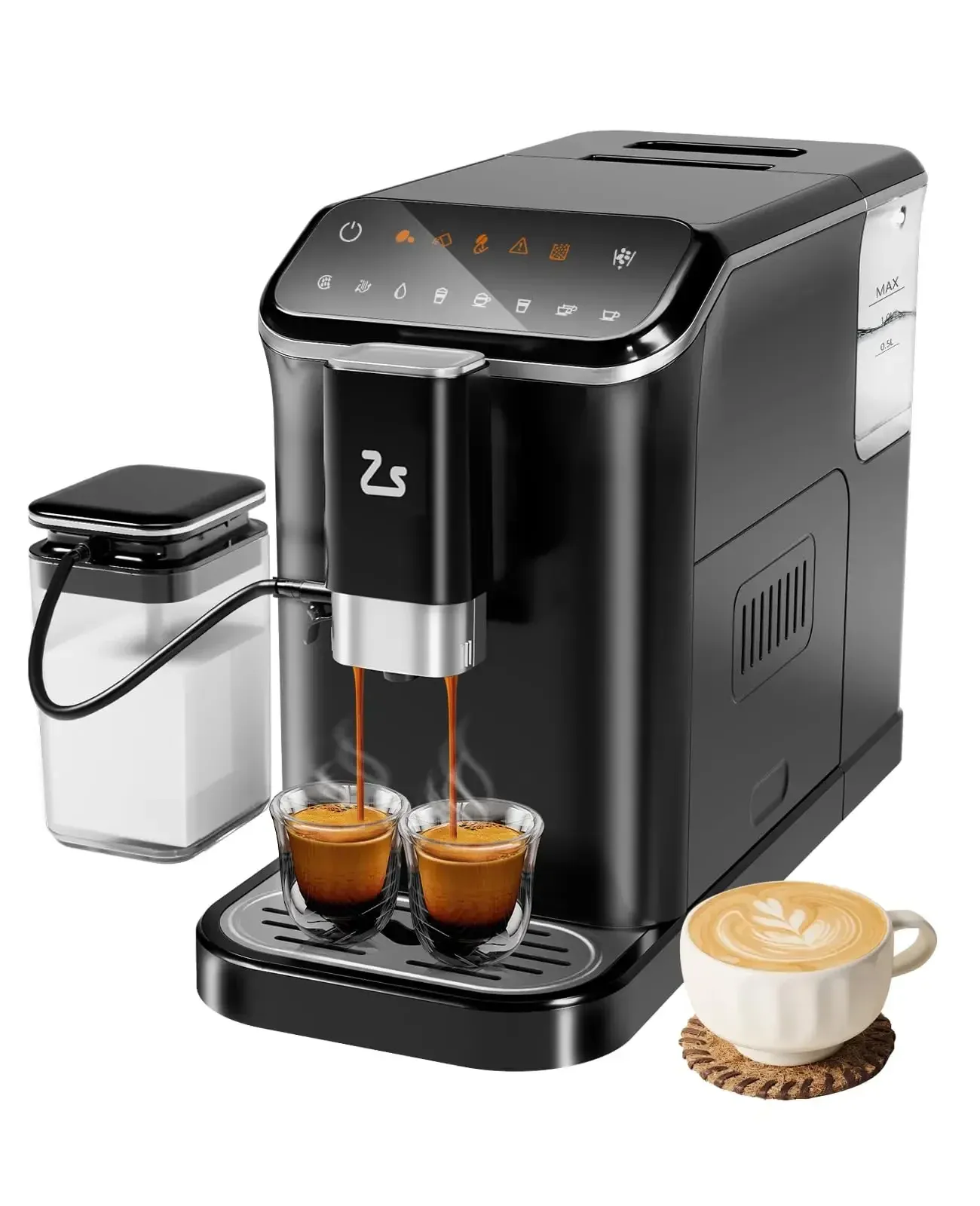 download (19) 20 Bar Fully Automatic Espresso Machine With Grinder Milk Frother - Image 1