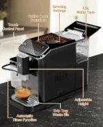 20 Bar Fully Automatic Espresso Machine With Grinder Milk Frother - Image 3