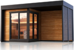 Leil Patio S Plus 4-Person Outdoor Cabin Sauna with Covered Porch