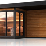 Leil Patio S Plus 4-Person Outdoor Cabin Sauna with Covered Porch