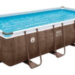 Coleman Rattan Rectangular Steel Frame Swimming Pool with Ladder, 16-ft x 8-ft x 48-in