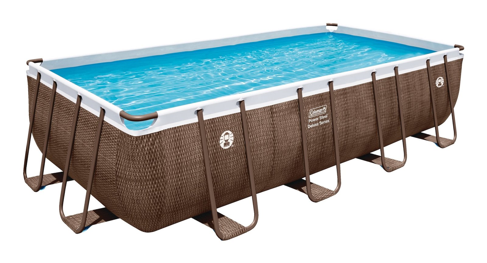 coleman-rectangular-brown-rattan-frame-pool-16-x8-x48--846eb7a5-7a99-4501-b452-40d333a25b11-jpgrendition Coleman Rattan Rectangular Steel Frame Swimming Pool with Ladder, 16-ft x 8-ft x 48-in - Image 1