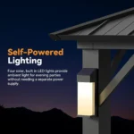 Modern Shade Hardtop Gazebo 10' X 12' With 4 Led Lights, Permanent Gazebo With Double Galvanized Steel Roof For Outdoor Backyard, Black 10'x12' - Image 7