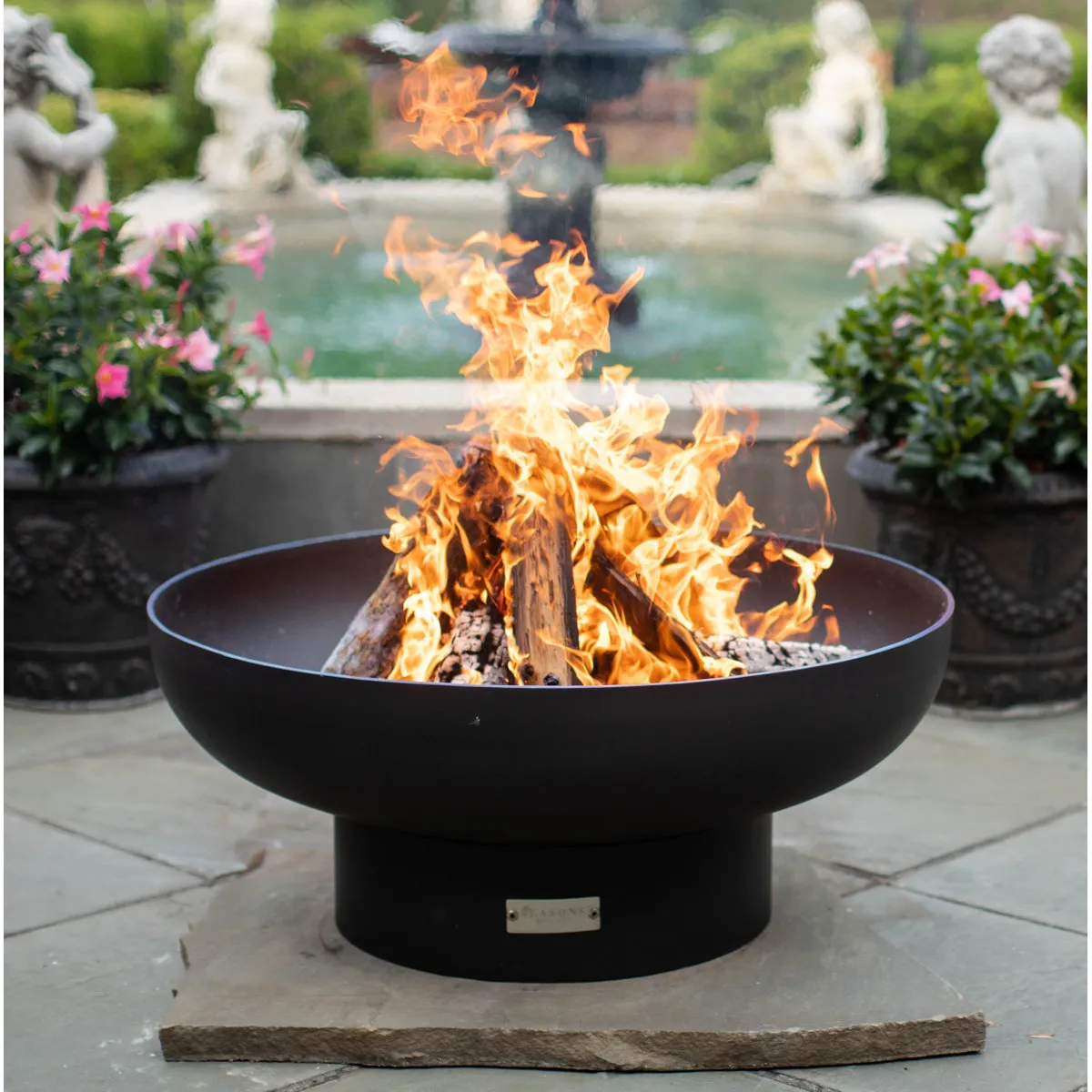 download (12) Harrogate Steel Wood Burning Fire Pit - 15" H x 36" W x 36" D - Image 1