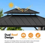 Modern Shade Hardtop Gazebo 10' X 12' With 4 Led Lights, Permanent Gazebo With Double Galvanized Steel Roof For Outdoor Backyard, Black 10'x12' - Image 5