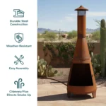 70'' H x 23.5'' W Steel Wood Burning Outdoor Chiminea - Image 7