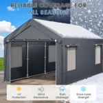 10 X 20ft Heavy Duty Carport, Portable Garage With Sidewalls, All Weather For Car, Storage & Tool Room, Grey - Image 7