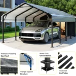 12 Ft. W X 20 Ft. D Heavy Duty Carport with Galvanized Steel Roof - Image 6
