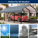 12 Ft. W X 20 Ft. D Heavy Duty Carport with Galvanized Steel Roof - Image 5
