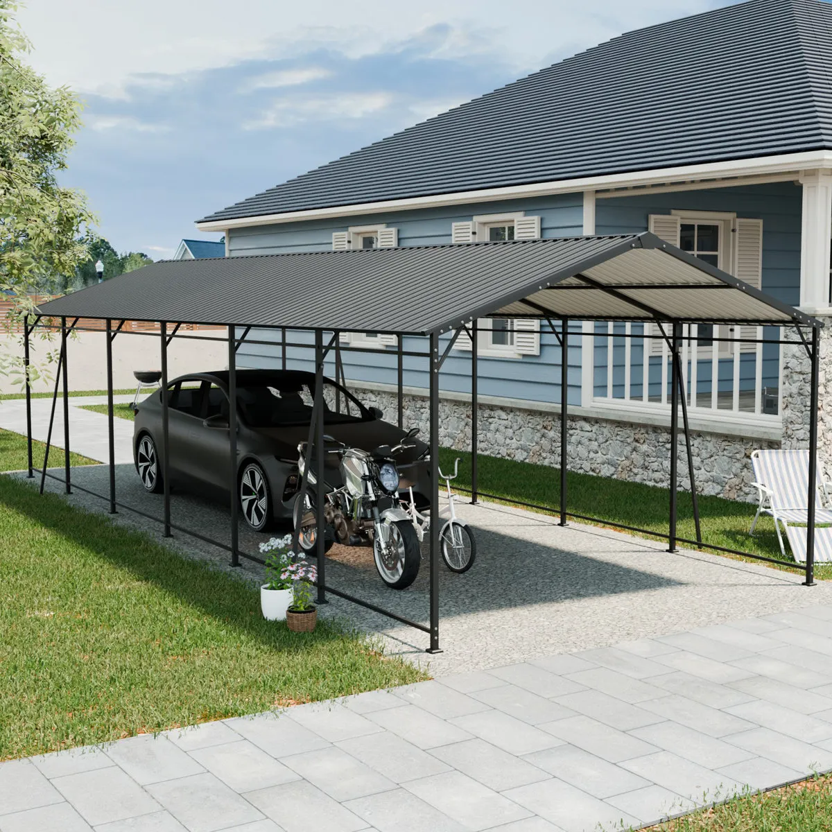 download - 2026-08-11T145940.244 12x32 Metal Heavy Duty Carport with Galvanized Steel Roof and Frame - Image 1