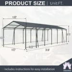 12x32 Metal Heavy Duty Carport with Galvanized Steel Roof and Frame - Image 4