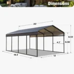 12 x 20 Ft Heavy Duty Carport with Galvanized Steel Roof - Image 3