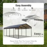 12 x 20 Ft Heavy Duty Carport with Galvanized Steel Roof - Image 5