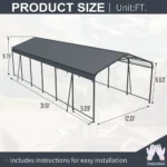 12x32 Metal Heavy Duty Carport Outdoor Canopy  - Image 7