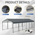 12x32 Metal Heavy Duty Carport Outdoor Canopy  - Image 5