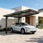 10×10 Metal Carport Canopy with Sloped PC Roof Outdoor Storage Shelter