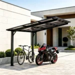 10×10 Metal Carport Canopy with Sloped PC Roof Outdoor Storage Shelter - Image 2