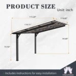 10×10 Metal Carport Canopy with Sloped PC Roof Outdoor Storage Shelter - Image 7