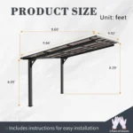 10×10 Metal Carport Canopy with Sloped PC Roof Outdoor Storage Shelter - Image 4