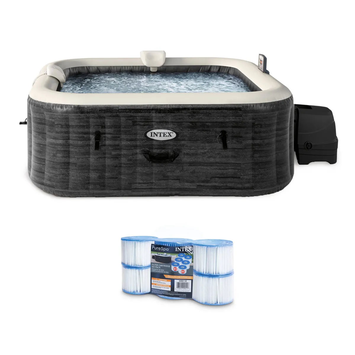 download - 2026-08-11T174931.958 Intex Intex PureSpa Plus 6 Person Inflatable Square Hot Tub w/ 140 AirJets - Image 1