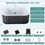 Costway Rectangular Blowup Pool Hottub 4-6 Person - Image 2