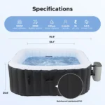 4 Person Inflatable Hot Tub Outdoor Portable Spa with Air Jets Pump Filter FBT-S4EB-US-BNWF-1 - Image 5