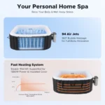 4 Person Inflatable Hot Tub Outdoor Portable Spa with Air Jets Pump Filter FBT-S4EB-US-BNWF-1 - Image 7