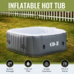 Co-Z Spa Gonflable De 5 Pi Pour 4 Personnes Avec Jets De Massage Et Tous Les Accessoires Gris Gris 5x5ft