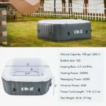 Co-Z Spa Gonflable De 5 Pi Pour 4 Personnes Avec Jets De Massage Et Tous Les Accessoires Gris Gris 5x5ft - Image 3