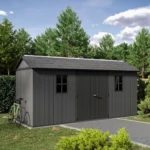 Keter Newton Plus Durable Resin Outdoor Storage Shed With Floor and Double Doors for Garden - 7.5 ft. x 15 ft.