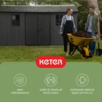 Keter Newton Plus Durable Resin Outdoor Storage Shed With Floor and Double Doors for Garden - 7.5 ft. x 15 ft. - Image 5