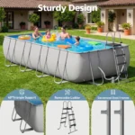 18' x 9' x 47" Rectangular Above Ground Pool Set with Removable Ladder and Filter Pump - Image 10
