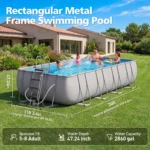 18' x 9' x 47" Rectangular Above Ground Pool Set with Removable Ladder and Filter Pump - Image 7