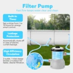 10ft x 6.8ft x 26inch Rectangular Above Ground Pool with Filter Pump - Image 6
