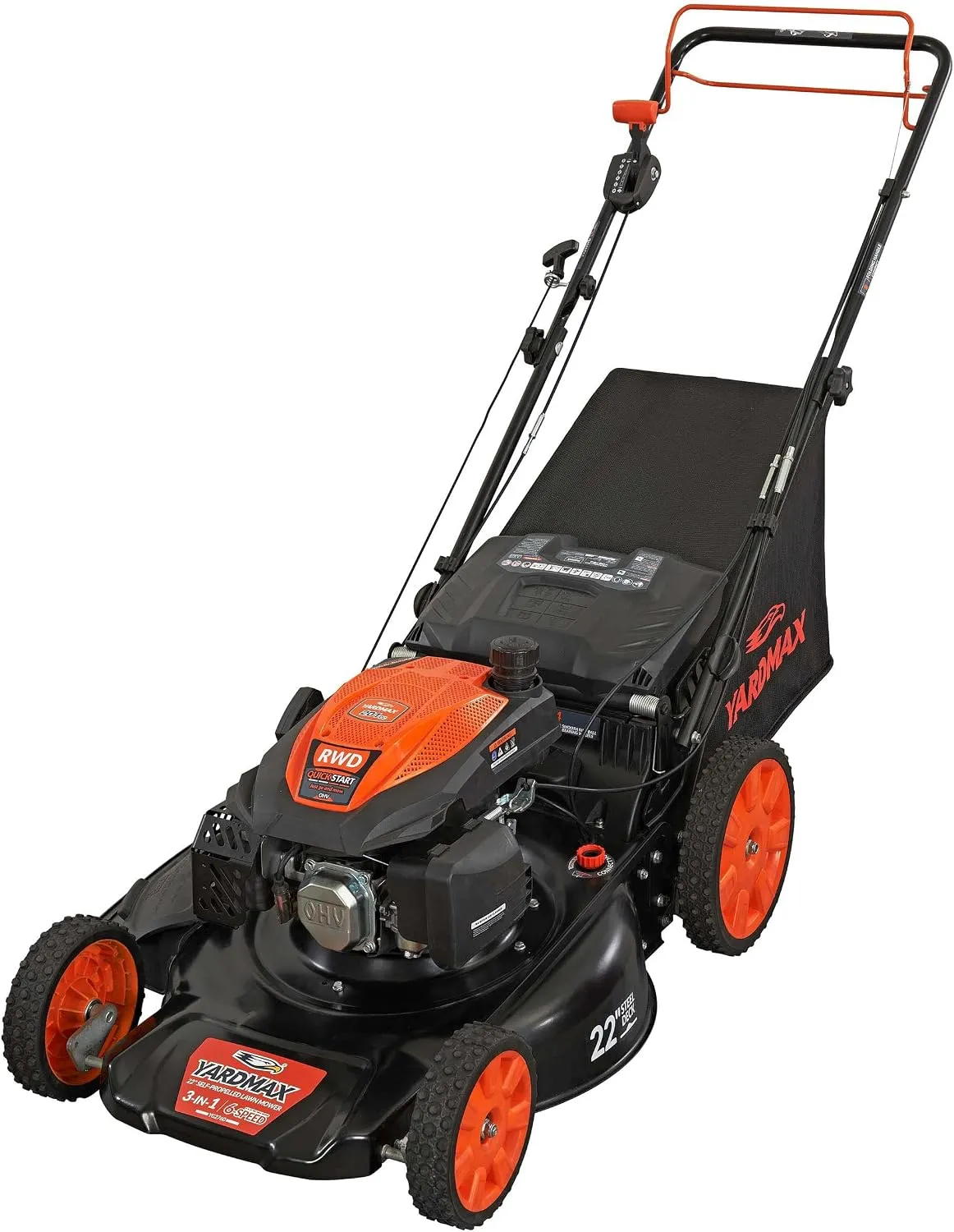 download (25) YARDMAX Walk-Behind Lawn Mower 22" Gas Self Propelled CVT High Wheel RWD 6-Speed - Image 1