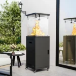 50000 BTU Black Standing Propane Patio Heater with Wheels - Image 2