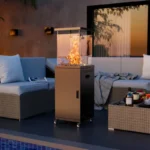 50000 BTU Black Standing Propane Patio Heater with Wheels - Image 7