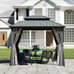 Domi Louvered 10 Ft. W x 8 Ft. D Aluminum Patio Gazebo with Overhang Slope-design Double Roof - Image 2