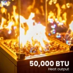 50000 BTU Black Standing Propane Patio Heater with Wheels - Image 5