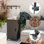 50000 BTU Black Standing Propane Patio Heater with Wheels - Image 4