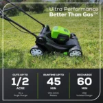 Greenworks 80V 17" Brushless Lawn Push Mower, 2.0Ah Battery and Charger Included - Image 2