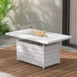 Brandtley 26.4" H x 54.3" W Aluminum Propane Outdoor Fire Pit Table - Image 2