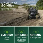 Greenworks 60v Stealth Series All-Terrain 2-Seat Electric Youth Go-Kart, 8ah Batteries And Dual Port Charger - Image 8