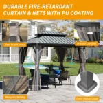 Domi Louvered 10 Ft. W x 8 Ft. D Aluminum Patio Gazebo with Overhang Slope-design Double Roof - Image 5