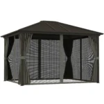 Outsunny 10' x 12' Deluxe Hardtop Gazebo with Curtains and Netting