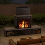 Sunjoy Outdoor Fireplace, Patio Wood Burning Steel Fireplace with Chimney - Image 3