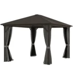 Outsunny 10' x 12' Deluxe Hardtop Gazebo with Curtains and Netting - Image 2