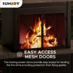Sunjoy Outdoor Fireplace, Patio Wood Burning Steel Fireplace with Chimney - Image 6