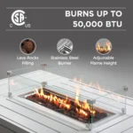 Brandtley 26.4" H x 54.3" W Aluminum Propane Outdoor Fire Pit Table - Image 7