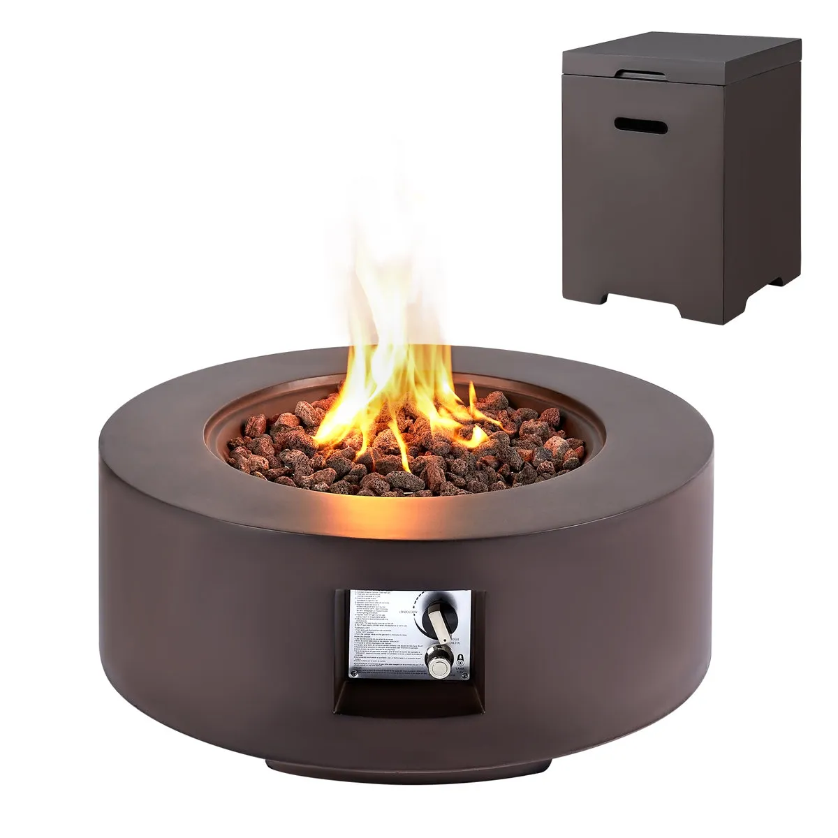 download (42) Round Magnesium Oxide Concrete Propane Smokeless Fire Pit - Image 1